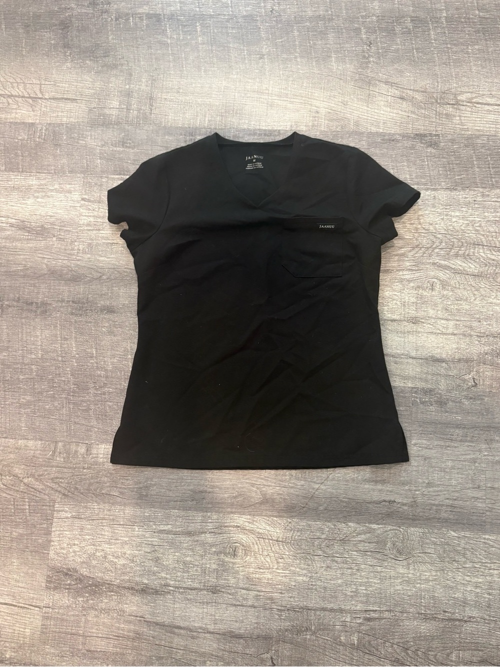 Jaanuu Black V‑Neck Short Sleeve Scrub Top And Pants